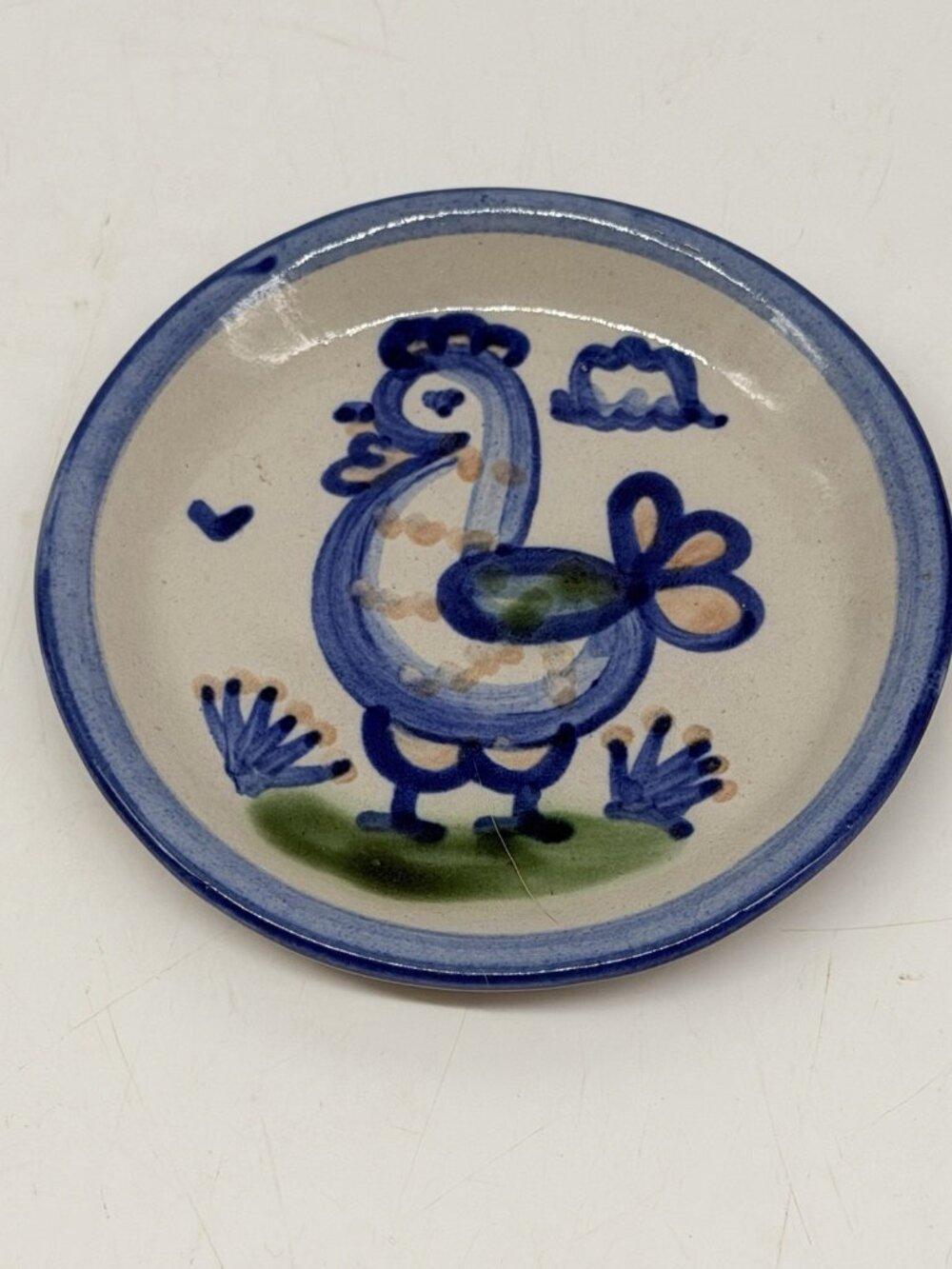 Vintage M A Hadley Chicken Motif Hen Rooster Small Plate 4” Mini Hand Painted